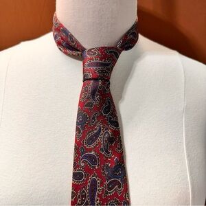 Rooster West End Collection Men's Tie Silk Paisley Burgundy Multicolor Necktie